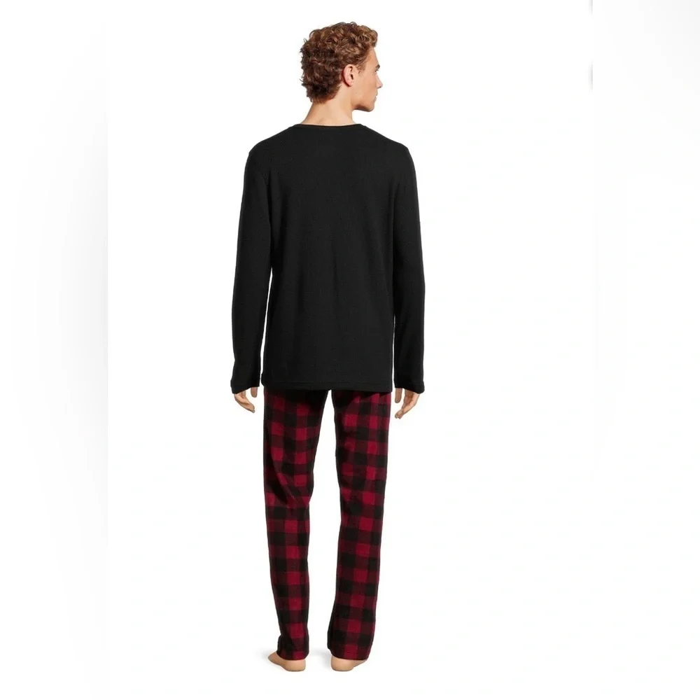 Hanes Men's and Big Men's Xtemp Crewneck and Cozy Microfleece Pants Pajama Set